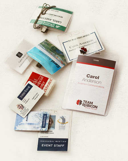 Event name badges from past projects
